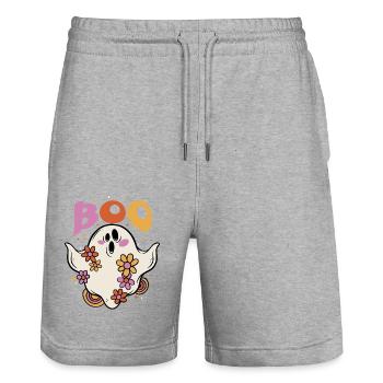 Boo Spooky Floral Flower-lover Ghost Halloween - Stanley/Stella Trainer Unisex Organic Jogging Shorts - heather grey - Front - Nik (191cm) & Marisol (170cm)