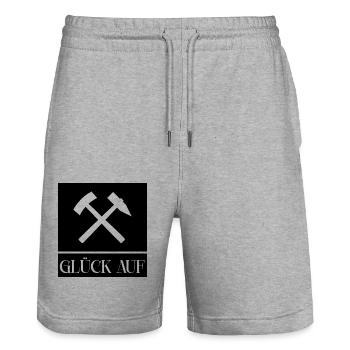 Erzgebirge Glück auf - Stanley/Stella Unisex Bio Joggingshorts Trainer  - Grau meliert - Vorne - Nik (191cm) & Marisol (170cm)