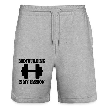 Fitness Bodybuilder Krafttraining Sportler Muskel - Stanley/Stella Unisex Bio Joggingshorts Trainer  - Grau meliert - Vorne - Nik (191cm) & Marisol (170cm)