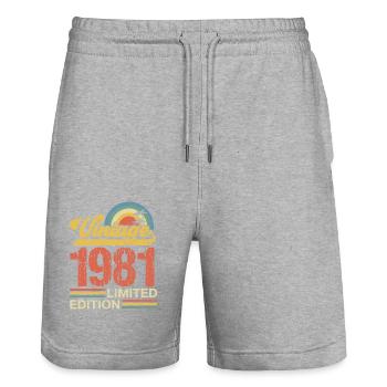 1981 - Short de jogging bio TRAINER Stanley/Stella unisexe - gris chiné - Devant - Nik (191cm) & Marisol (170cm)