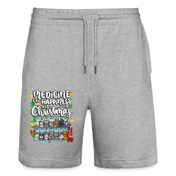 Medizin Für Das Glück Zu Weihnachten Clowder Of - Stanley/Stella Unisex Bio Joggingshorts Trainer  - Grau meliert - Vorne - Nik (191cm) & Marisol (170cm)
