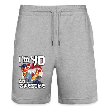 I Am 40 And Awesome Japanese Carp Koi - Stanley/Stella Trainer Unisex Organic Jogging Shorts - heather grey - Front - Nik (191cm) & Marisol (170cm)
