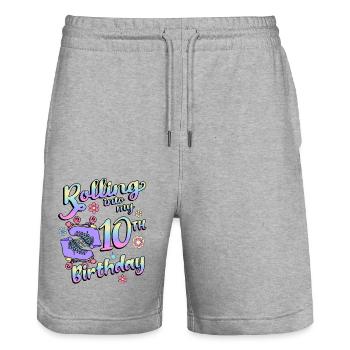 Rolling Into My 10th Birthday Quad Skater - Stanley/Stella Unisex Bio Joggingshorts Trainer  - Grau meliert - Vorne - Nik (191cm) & Marisol (170cm)