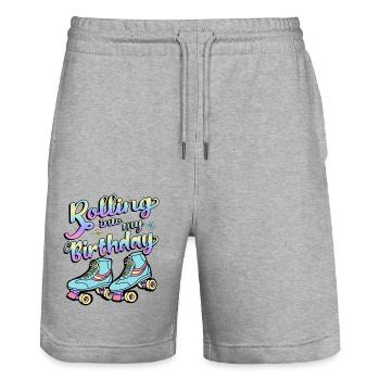 Rolling Into My Birthday Quad Skater Rollschuhe - Stanley/Stella Unisex Bio Joggingshorts Trainer  - Grau meliert - Vorne - Nik (191cm) & Marisol (170cm)