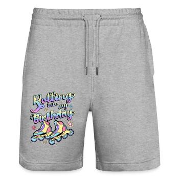 Rolling Into My Birthday Roller Skater Inline - Stanley/Stella Unisex Bio Joggingshorts Trainer  - Grau meliert - Vorne - Nik (191cm) & Marisol (170cm)