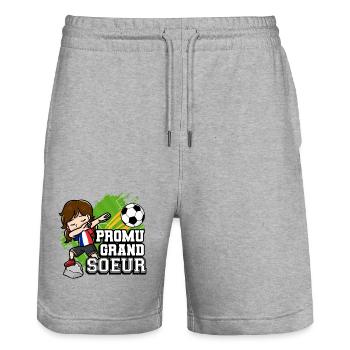Promu Grand Soeur Lustiger Fußballspieler - Stanley/Stella Unisex Bio Joggingshorts Trainer  - Grau meliert - Vorne - Nik (191cm) & Marisol (170cm)