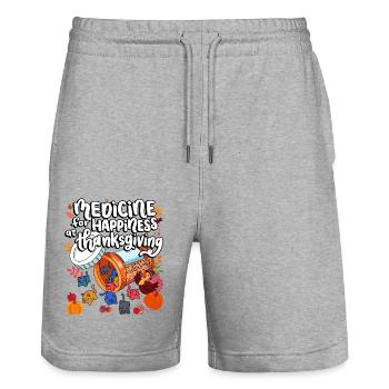 Medizin Für Das Glück An Thanksgiving - Stanley/Stella Unisex Bio Joggingshorts Trainer  - Grau meliert - Vorne - Nik (191cm) & Marisol (170cm)