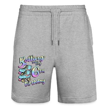 Rolling Into My 6th Birthday Quad Skater - Stanley/Stella Unisex Bio Joggingshorts Trainer  - Grau meliert - Vorne - Nik (191cm) & Marisol (170cm)