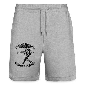 Cricket Saying Cricket Fan Team Cricket Gift - Stanley/Stella Trainer Unisex Organic Jogging Shorts - heather grey - Front - Nik (191cm) & Marisol (170cm)