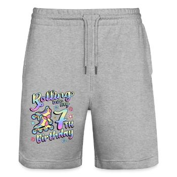 Rolling Into My 7th Birthday Roller Skater Inline - Stanley/Stella Unisex Bio Joggingshorts Trainer  - Grau meliert - Vorne - Nik (191cm) & Marisol (170cm)
