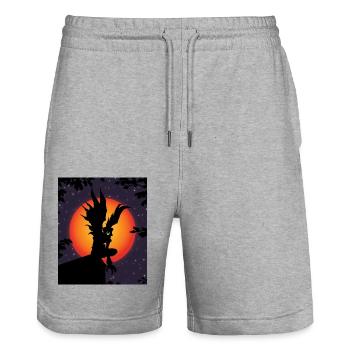 Scary Death Monster Creepy Moon Halloween Costume - Short de jogging bio TRAINER Stanley/Stella unisexe - gris chiné - Devant - Nik (191cm) & Marisol (170cm)