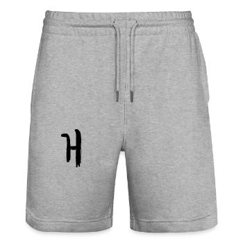 Korean letter Ae - Stanley/Stella Trainer Unisex Organic Jogging Shorts - heather grey - Front - Nik (191cm) & Marisol (170cm)