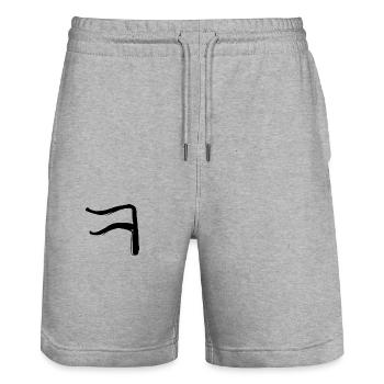 Korean letter K - Stanley/Stella Trainer Unisex Organic Jogging Shorts - heather grey - Front - Nik (191cm) & Marisol (170cm)