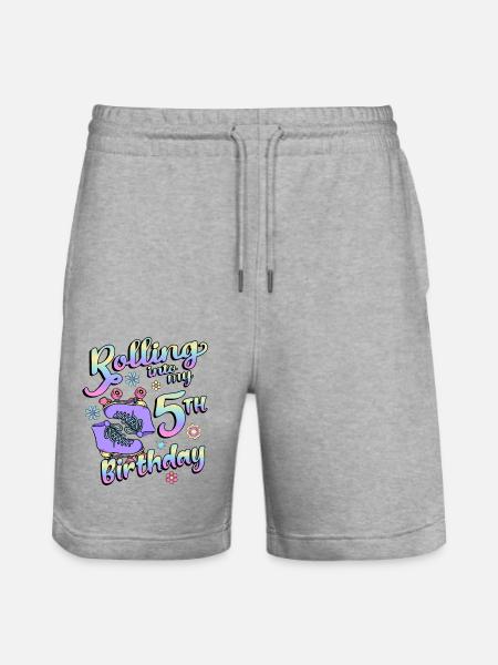 Rolling Into My 5th Birthday Quad Skater - Stanley/Stella Trainer Unisex Organic Jogging Shorts - heather grey