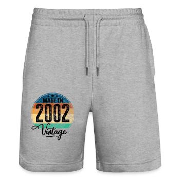 Vintage Fabriqué en 2002 Année de naissance 2002 Anniversaire - Short de jogging bio TRAINER Stanley/Stella unisexe - gris chiné - Devant - Nik (191cm) & Marisol (170cm)
