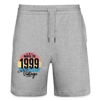 Vintage Made in 1999 Geburtsjahr 1999 Geburtstag - Stanley/Stella Unisex Bio Joggingshorts Trainer  - Grau meliert - Vorne - Nik (191cm) & Marisol (170cm)