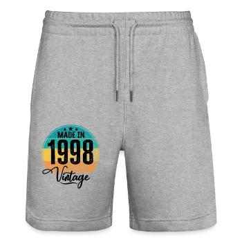 Vintage Made in 1998 Year of birth 1998 Birthday - Stanley/Stella Trainer Unisex Organic Jogging Shorts - heather grey - Front - Nik (191cm) & Marisol (170cm)