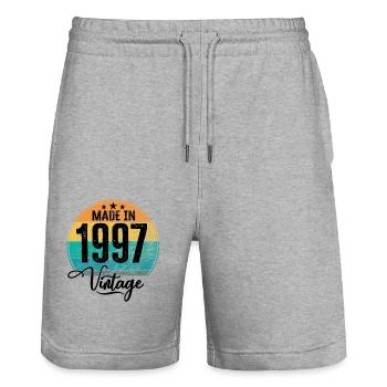 Vintage Made in 1997 Year of Birth 1997 Birthday - Stanley/Stella Trainer Unisex Organic Jogging Shorts - heather grey - Front - Nik (191cm) & Marisol (170cm)