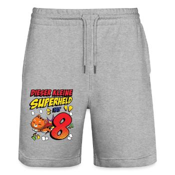 Dieser Kleine Superheld Ist 8 Cat Owner 8th - Stanley/Stella Unisex Bio Joggingshorts Trainer  - Grau meliert - Vorne - Nik (191cm) & Marisol (170cm)