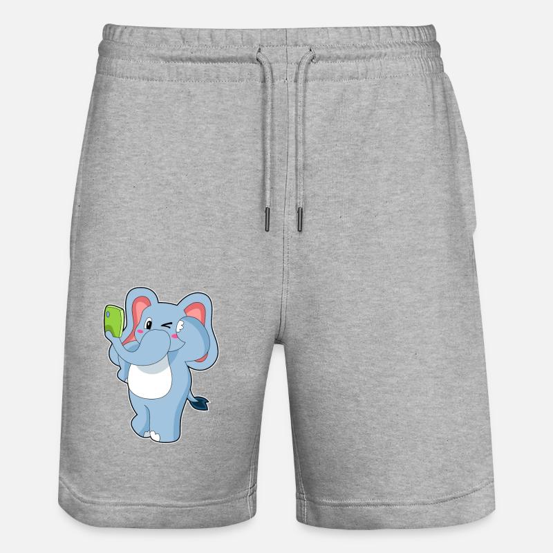 Téléphone portable éléphant - Short de jogging bio TRAINER Stanley/Stella unisexe - gris chiné