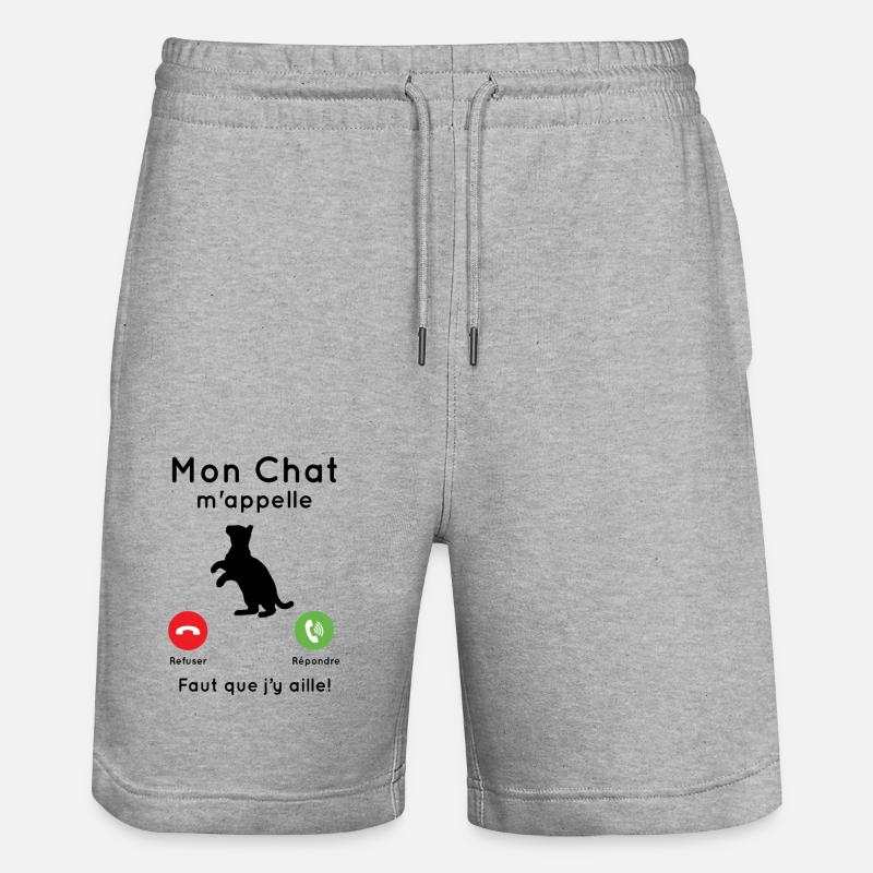 Mon chat m'appelle - Short de jogging bio TRAINER Stanley/Stella unisexe - gris chiné