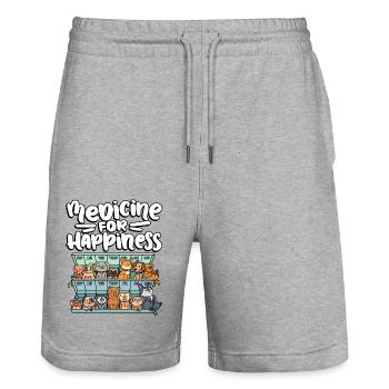 Meine Glückliche Medizin Jeden Tag Pille - Stanley/Stella Unisex Bio Joggingshorts Trainer  - Grau meliert - Vorne - Nik (191cm) & Marisol (170cm)