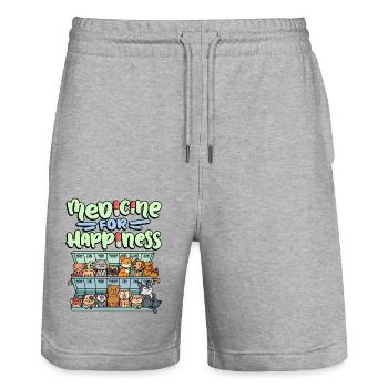 Meine Glückliche Medizin Jeden Tag Pille - Stanley/Stella Unisex Bio Joggingshorts Trainer  - Grau meliert - Vorne - Nik (191cm) & Marisol (170cm)