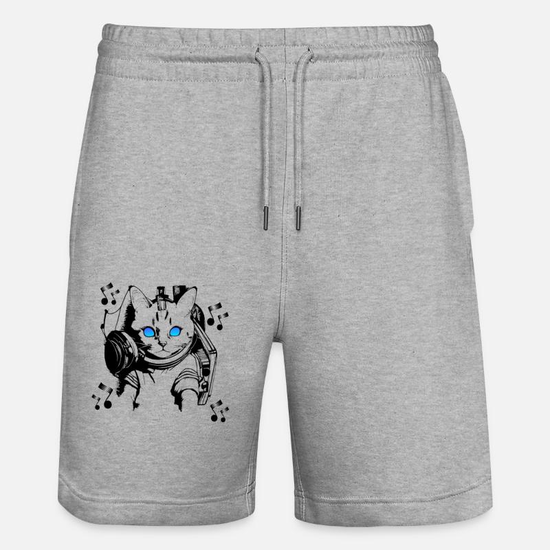 DJ chat avec écouteurs - Short de jogging bio TRAINER Stanley/Stella unisexe - gris chiné