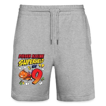 Dieser Kleine Superheld Ist 9 Cat Owner 9th - Stanley/Stella Unisex Bio Joggingshorts Trainer  - Grau meliert - Vorne - Nik (191cm) & Marisol (170cm)