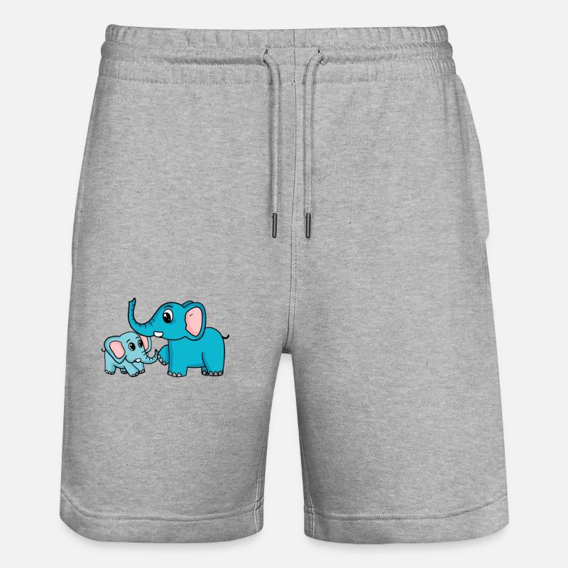 Eléphant avec bébé éléphant - Short de jogging bio TRAINER Stanley/Stella unisexe - gris chiné