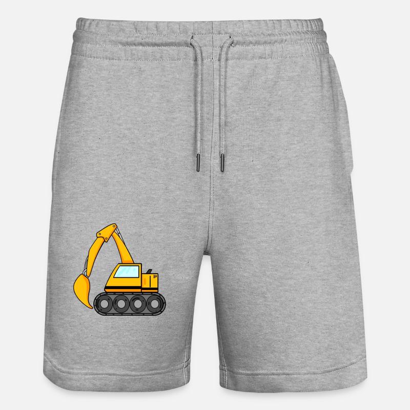 Löffelbagger Ausgräber Bagger Baumaschine - Stanley/Stella Unisex Bio Joggingshorts Trainer  - Grau meliert