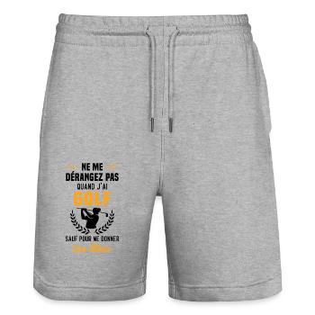 Ne me dérangez pas quand je golfe, cadeau golfeur - Short de jogging bio TRAINER Stanley/Stella unisexe - gris chiné - Devant - Nik (191cm) & Marisol (170cm)