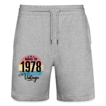 Vintage Made in 1978 Year of birth 1978 Birthday - Stanley/Stella Trainer Unisex Organic Jogging Shorts - heather grey - Front - Nik (191cm) & Marisol (170cm)