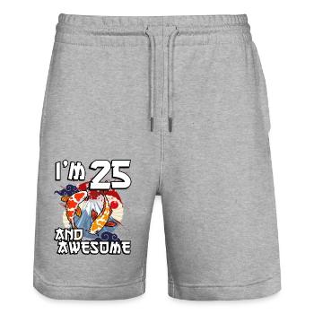I'm 25 and awesome Japanese carp koi - Stanley/Stella Trainer Unisex Organic Jogging Shorts - heather grey - Front - Nik (191cm) & Marisol (170cm)