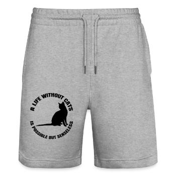 Cat Pet Cat Hair Domestic Cat Kitten Cat Cat - Stanley/Stella Trainer Unisex Organic Jogging Shorts - heather grey - Front - Nik (191cm) & Marisol (170cm)