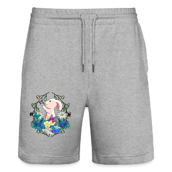 Frühlingsanfang Kaninchen Osterhase Natur - Stanley/Stella Unisex Bio Joggingshorts Trainer  - Grau meliert - Vorne - Nik (191cm) & Marisol (170cm)