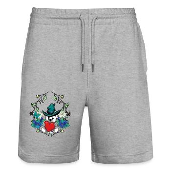 Début du printemps, ours, ours en peluche, Gnome, nain, enfants - Short de jogging bio TRAINER Stanley/Stella unisexe - gris chiné - Devant - Nik (191cm) & Marisol (170cm)