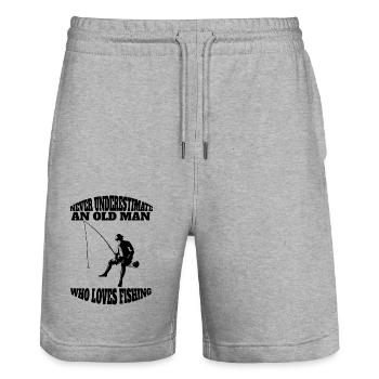 Pêche Pêche Pêche Hameçons Pêcheurs - Short de jogging bio TRAINER Stanley/Stella unisexe - gris chiné - Devant - Nik (191cm) & Marisol (170cm)