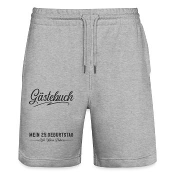 25. Geburtstag Gästebuch - Stanley/Stella Unisex Bio Joggingshorts Trainer  - Grau meliert - Vorne - Nik (191cm) & Marisol (170cm)