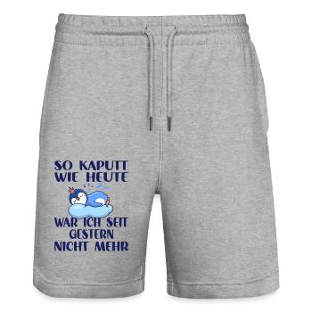 So kaputt wie heute war ich seit gestern nicht - Stanley/Stella Unisex Bio Joggingshorts Trainer  - Grau meliert - Vorne - Nik (191cm) & Marisol (170cm)