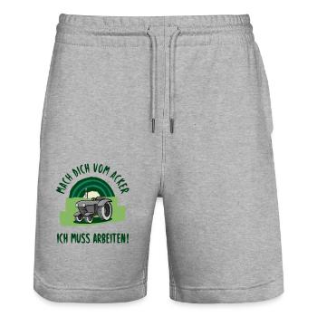 Mach dich vom Acker, ich muss arbeiten! - Stanley/Stella Unisex Bio Joggingshorts Trainer  - Grau meliert - Vorne - Nik (191cm) & Marisol (170cm)
