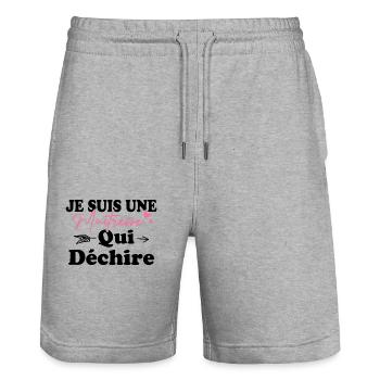 Je suis une Maîtresse qui déchiiiire - Short de jogging bio TRAINER Stanley/Stella unisexe - gris chiné - Devant - Nik (191cm) & Marisol (170cm)