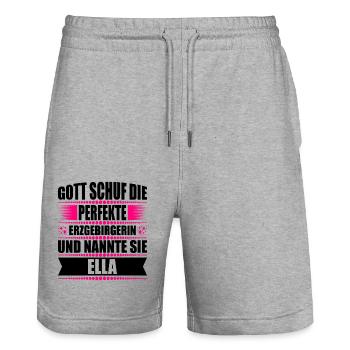Erzgebirge Frau Namen Sachsen Ella - Stanley/Stella Unisex Bio Joggingshorts Trainer  - Grau meliert - Vorne - Nik (191cm) & Marisol (170cm)