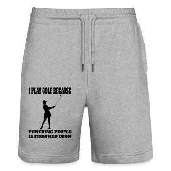 Golf Golf Club Golfer Citation Balle de Golf - Short de jogging bio TRAINER Stanley/Stella unisexe - gris chiné - Devant - Nik (191cm) & Marisol (170cm)