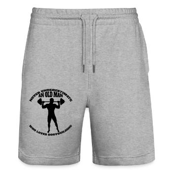 Fitness Athlète Musculation Musculation Bodybuilder - Short de jogging bio TRAINER Stanley/Stella unisexe - gris chiné - Devant - Nik (191cm) & Marisol (170cm)