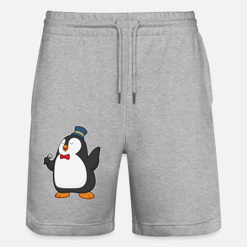 Penguin Singer Mikrofon - Ekologiczne spodenki dresowe typu unisex Stanley/Stella Trainer  - szary melanż