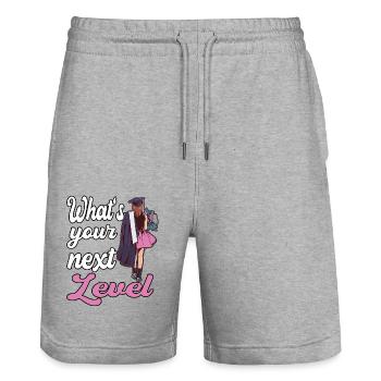 Schule Studuim Abschlussfeier Bestanden - Stanley/Stella Unisex Bio Joggingshorts Trainer  - Grau meliert - Vorne - Nik (191cm) & Marisol (170cm)