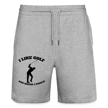 Golf Golfschläger Golfspielerin Spruch Golfball - Stanley/Stella Unisex Bio Joggingshorts Trainer  - Grau meliert - Vorne - Nik (191cm) & Marisol (170cm)