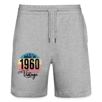 Vintage Made in 1960 Geburtsjahr 1960 Geburtstag - Stanley/Stella Unisex Bio Joggingshorts Trainer  - Grau meliert - Vorne - Nik (191cm) & Marisol (170cm)