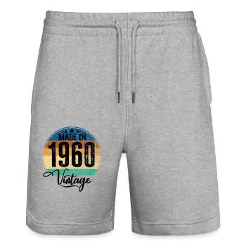 Vintage Made in 1960 Geburtsjahr 1960 Geburtstag - Stanley/Stella Unisex Bio Joggingshorts Trainer  - Grau meliert - Vorne - Nik (191cm) & Marisol (170cm)